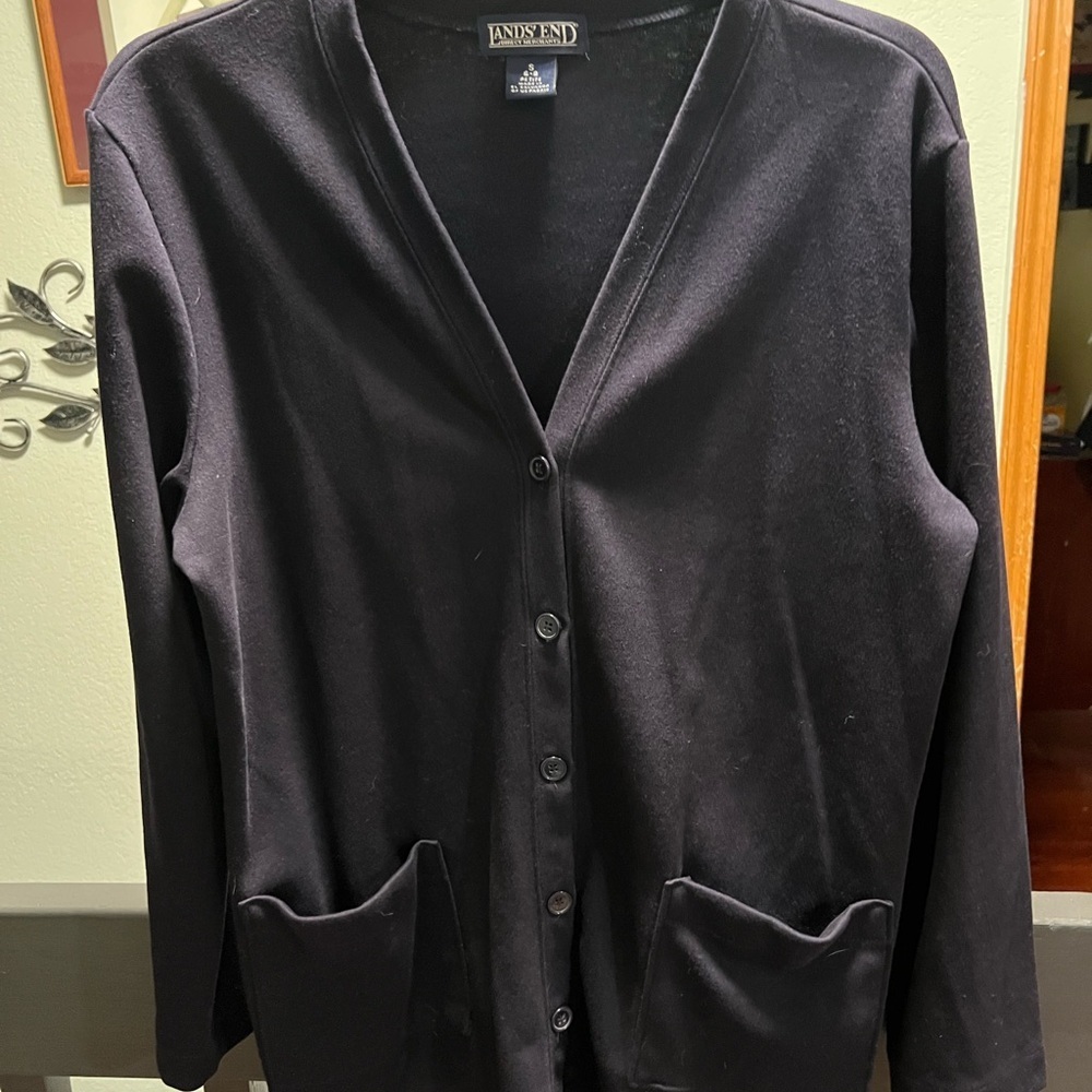 Lands' End Women's Navy Blue Cardigan Sweater #267